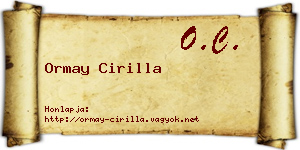 Ormay Cirilla névjegykártya